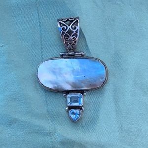 Sterling Silver Blue Topaz and Mother of Pearl